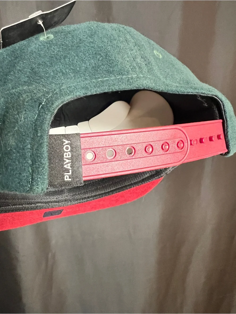 NWT Playboy Accessory SnapBack 100% Cotton TwoTone Green & Red Short Brimmed Hat